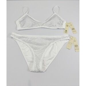 No Boundaries White Rhinestone Mesh Bikini‎ Set Large 12-14 NWT NB17HQ023771